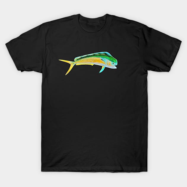 Mahi Mahi Line Art Design T-Shirt by PhotoArts